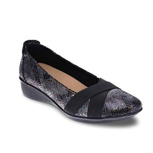 Revere Shoes Black Metallic Onyx Seoul Leather Flats Women's Size 5 Wide